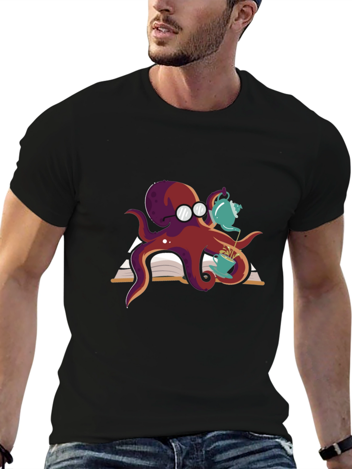 Bookish Octopus T-Shirt - Tea Time!