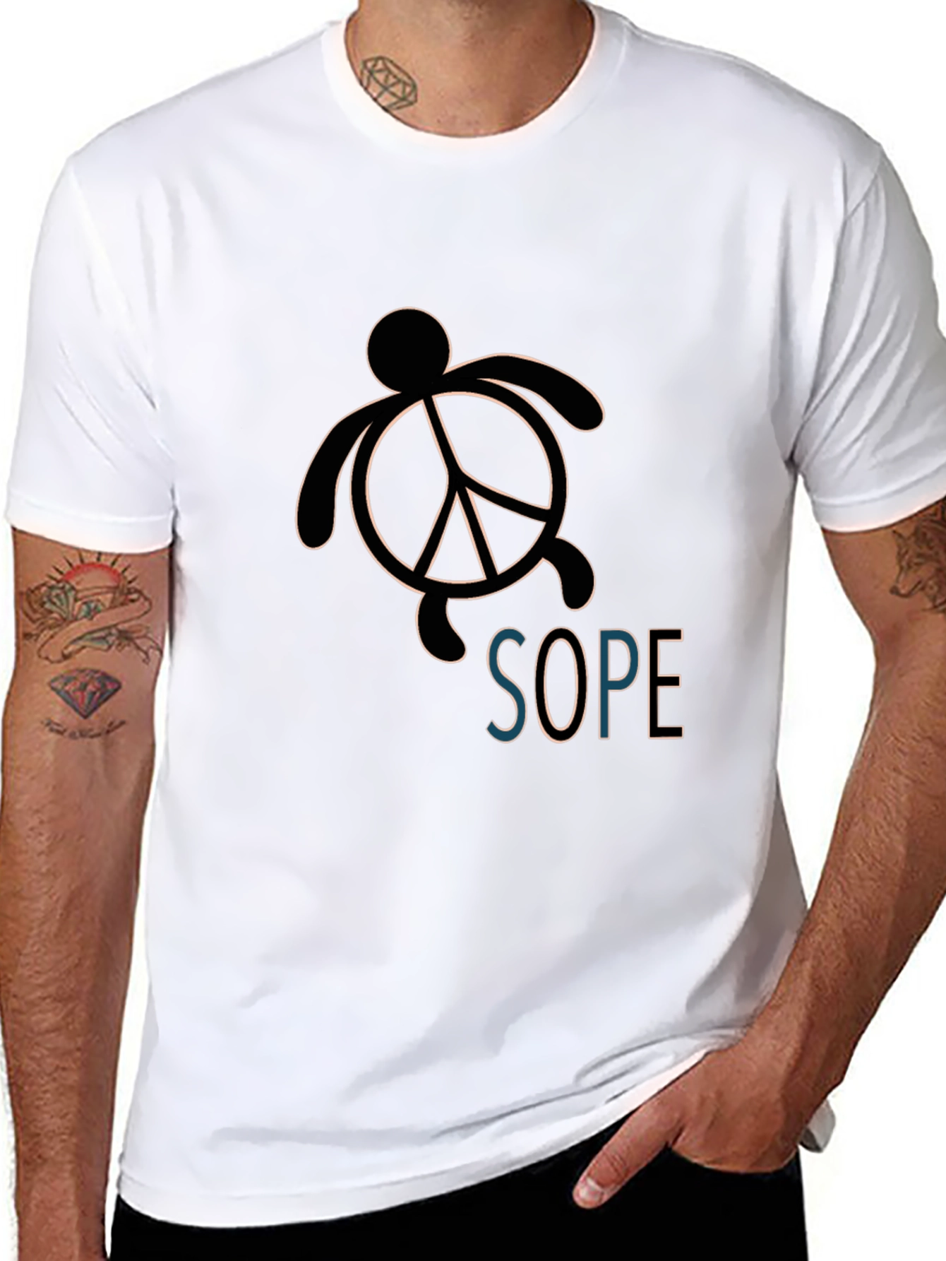 Peace Turtle Graphic Tee - Black