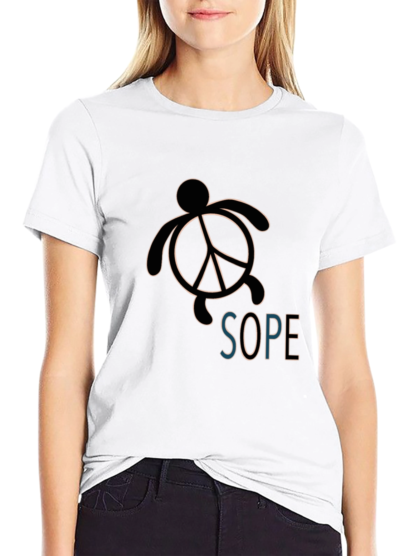Peace Turtle Graphic Tee - Black