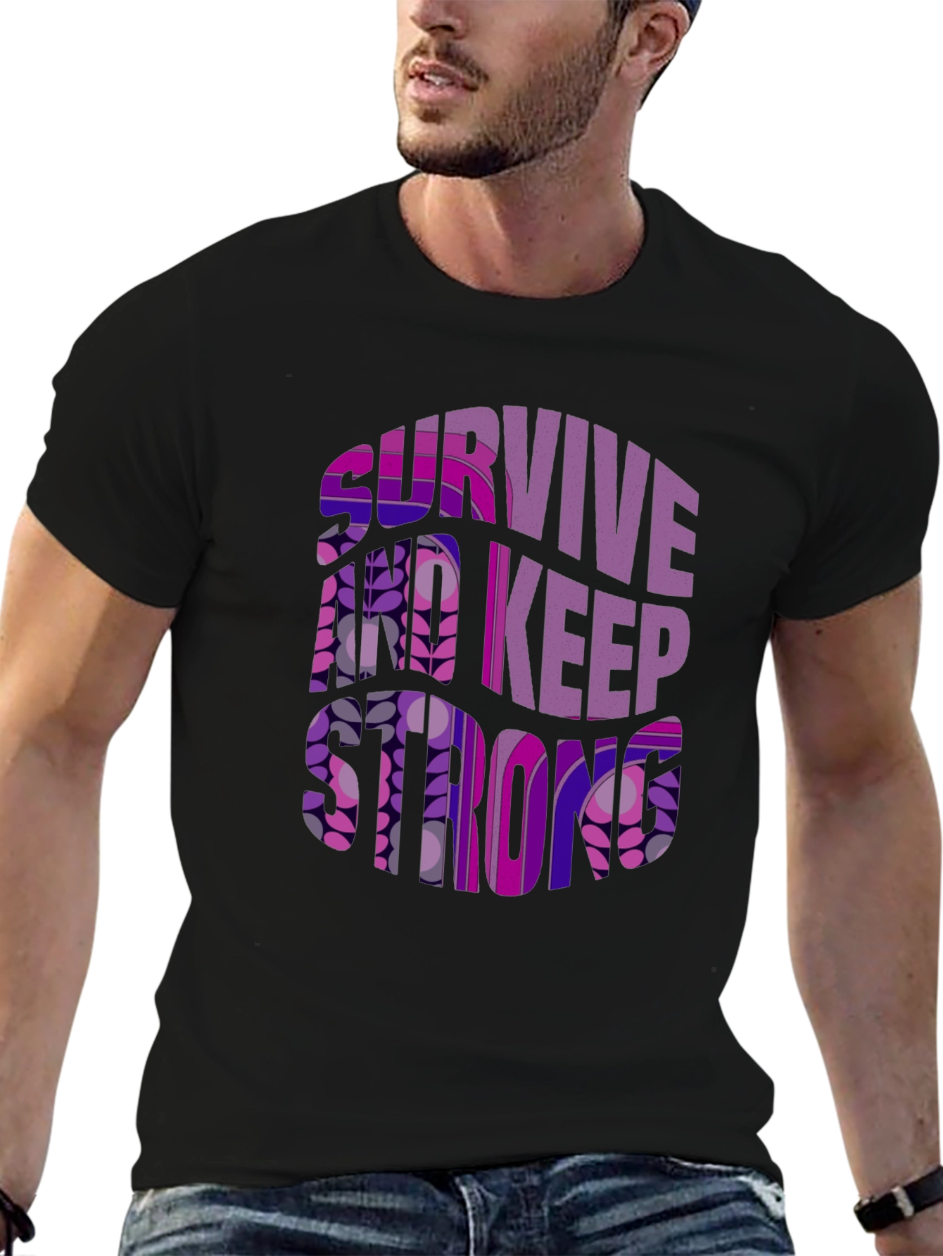 Survive And Keep Strong Graphic Tee - Black