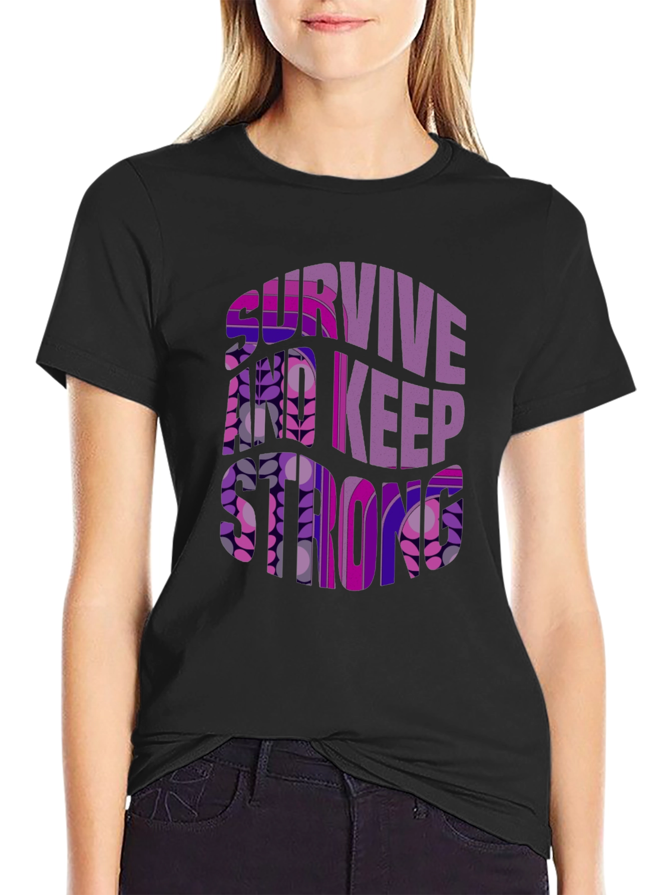 Survive And Keep Strong Graphic Tee - Black