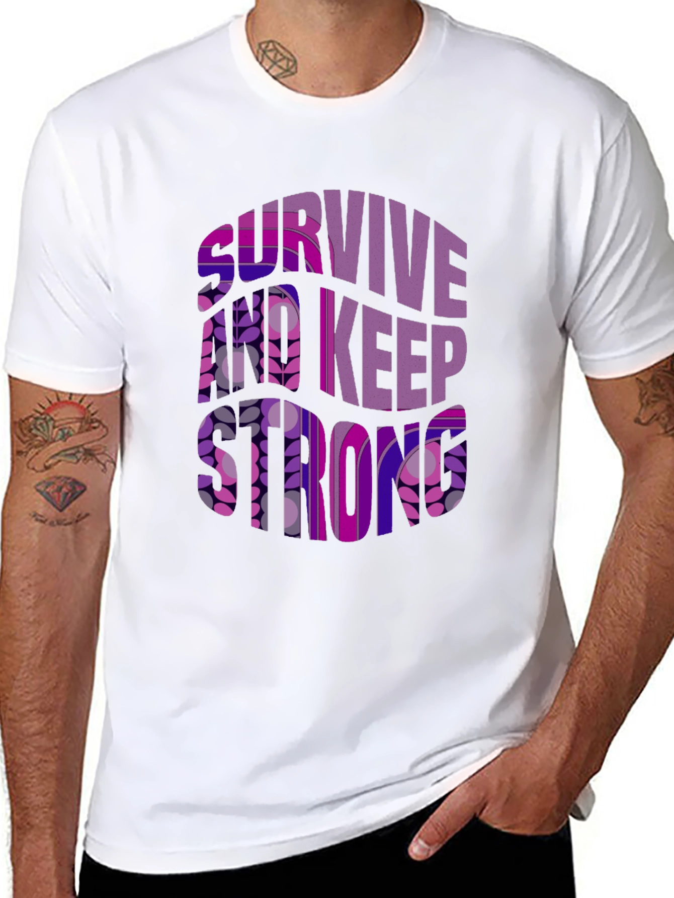 Survive And Keep Strong Graphic Tee - Black