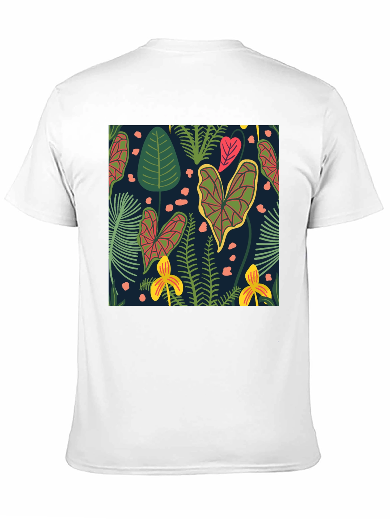 Tropical Plant Print Black T-Shirt