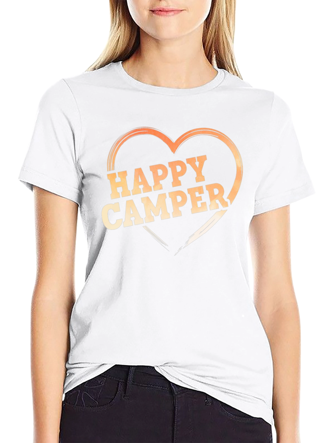 Happy Camper Heart Graphic T-Shirt - Black