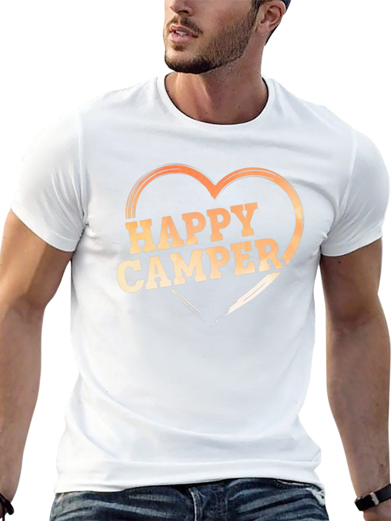 Happy Camper Heart Graphic T-Shirt - Black