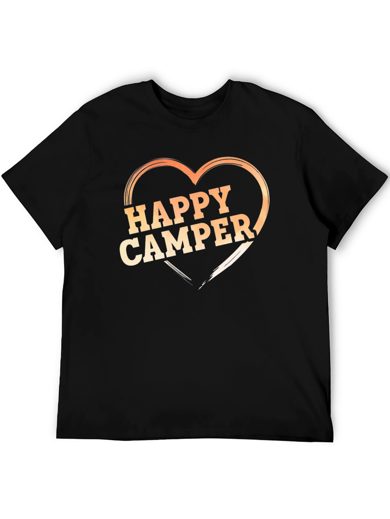 Happy Camper Heart Graphic T-Shirt - Black