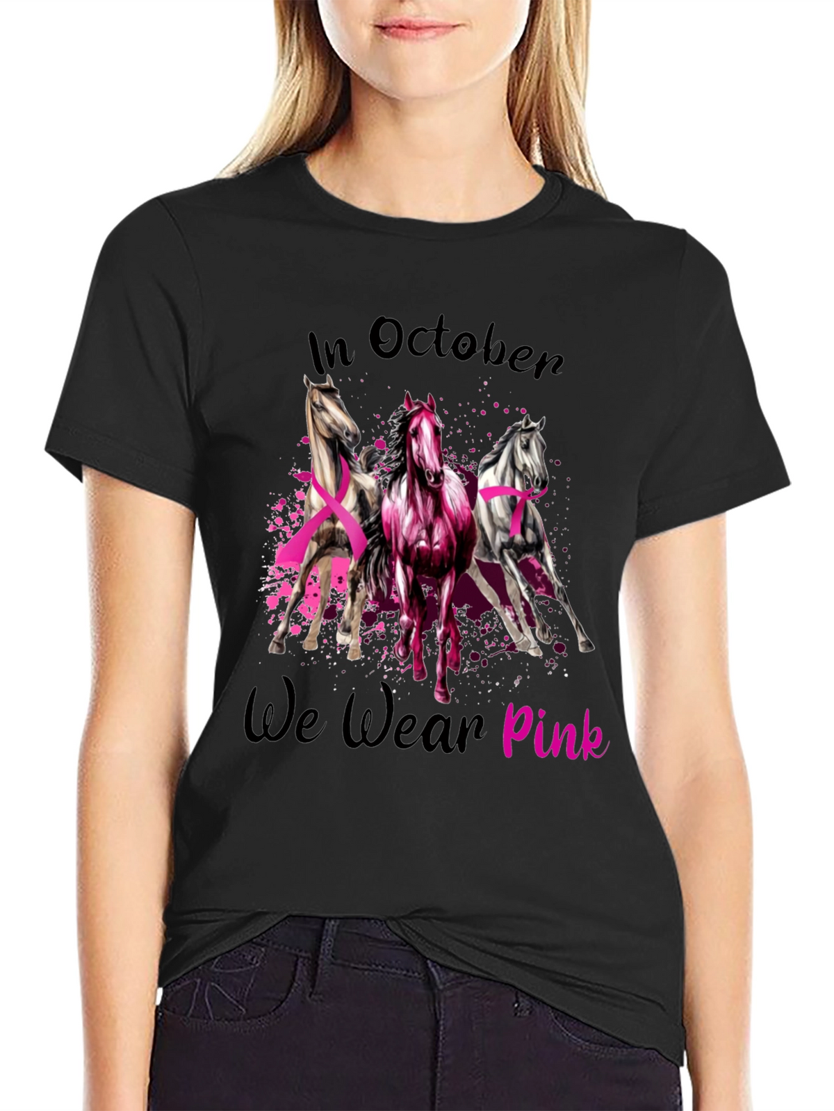 October Breast Cancer Awareness Horse T-Shirt