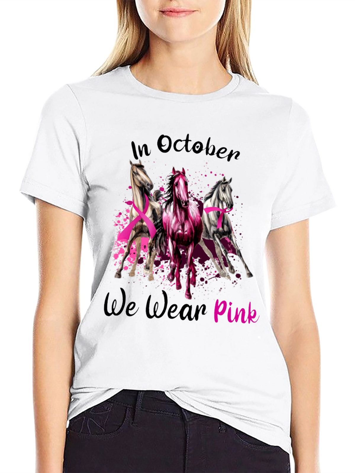 October Breast Cancer Awareness Horse T-Shirt