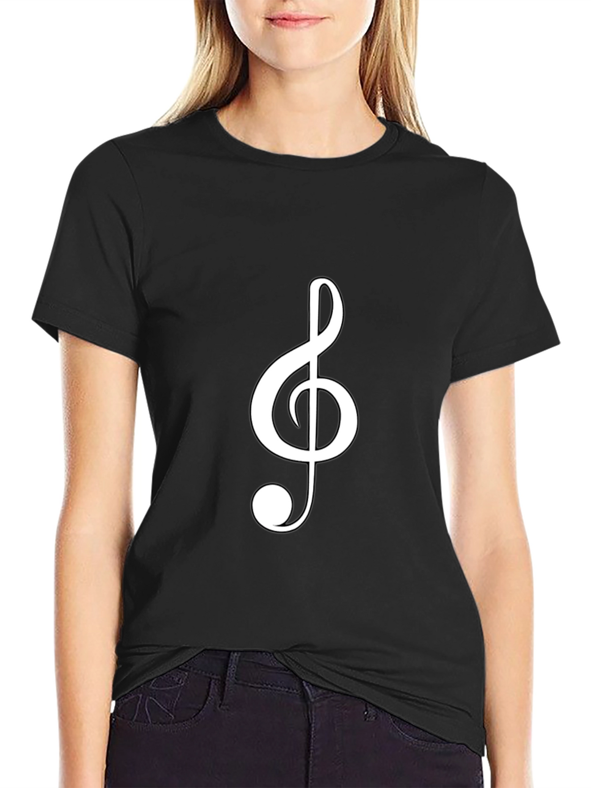 Musical Clef Graphic Tee - Black Cotton T-Shirt