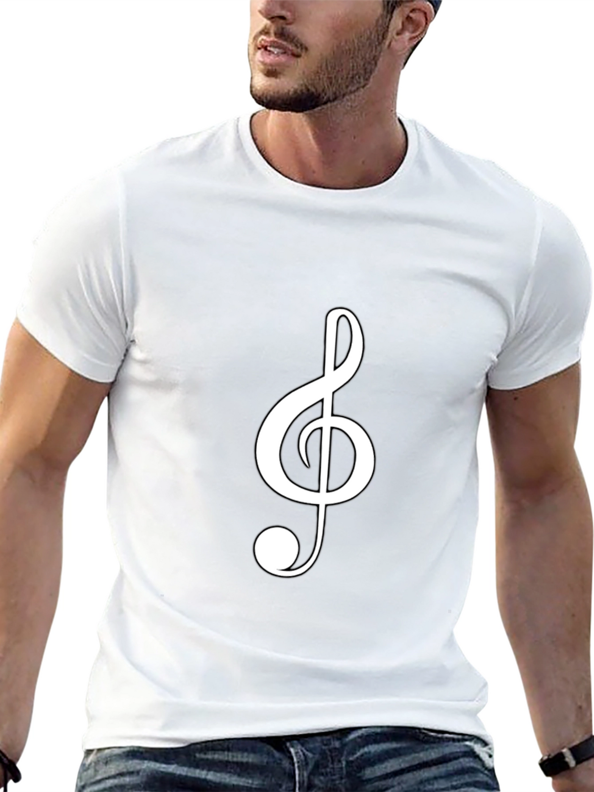 Musical Clef Graphic Tee - Black Cotton T-Shirt
