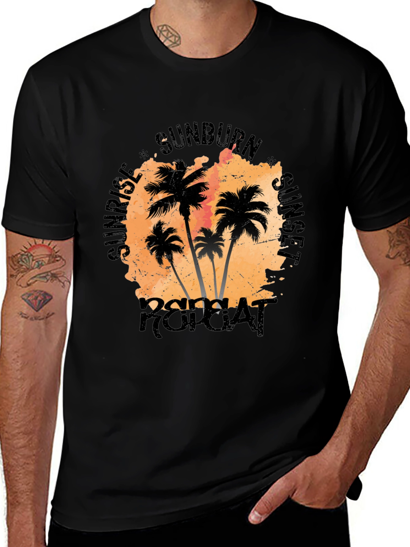 Sunrise Sunset Repeat Palm Tree T-Shirt