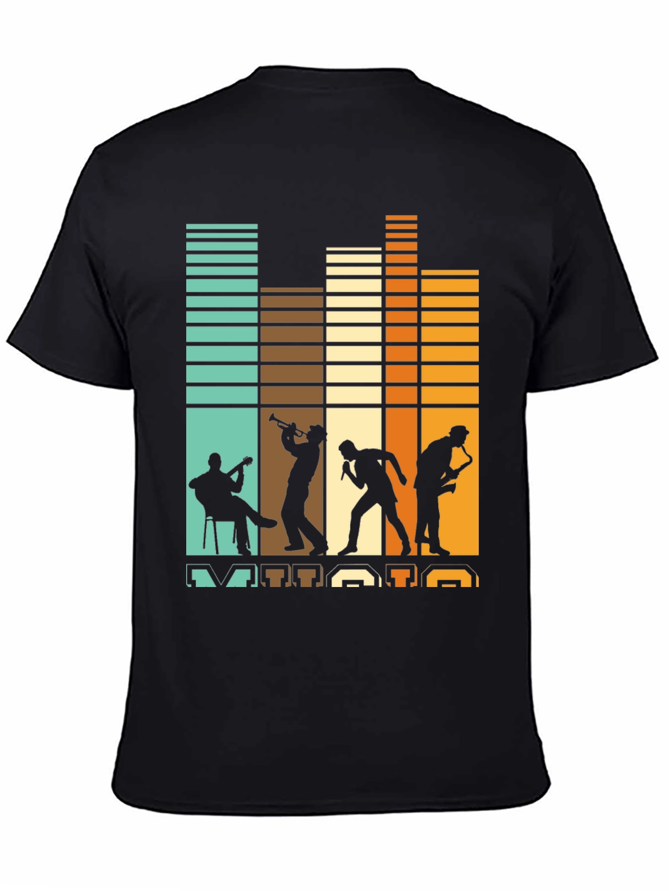 Retro Jazz Band Silhouette Graphic Tee