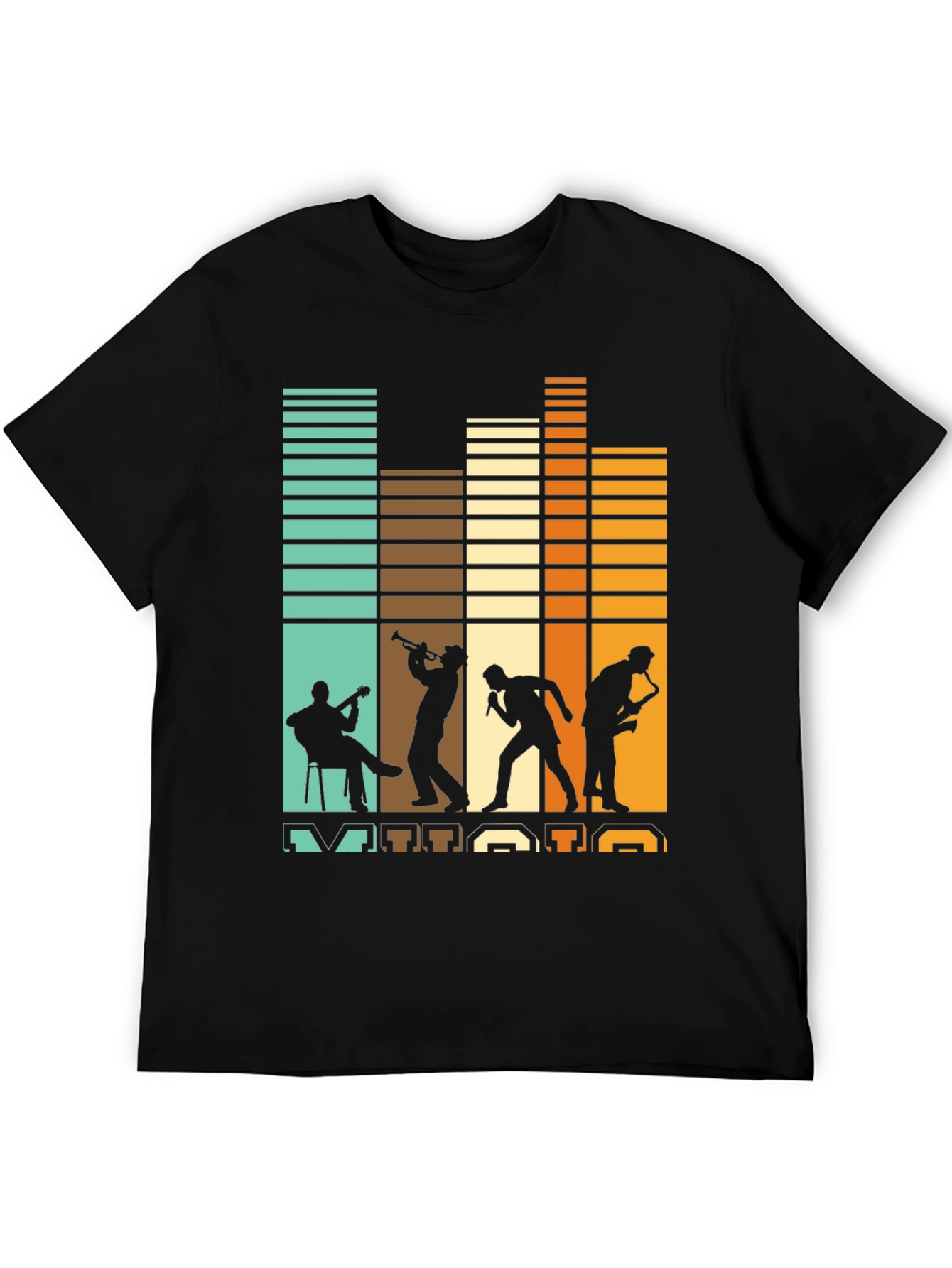 Retro Jazz Band Silhouette Graphic Tee
