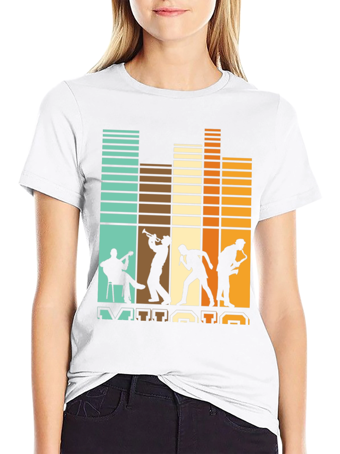 Retro Jazz Band Silhouette Graphic Tee