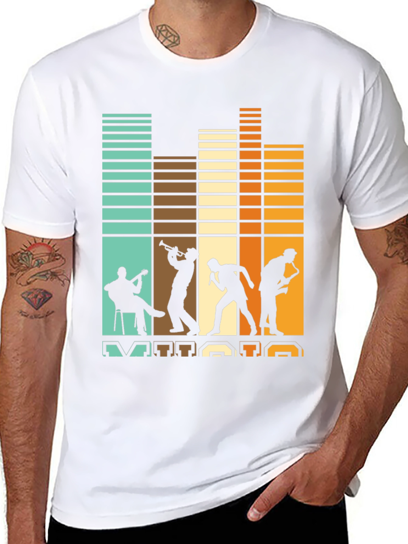 Retro Jazz Band Silhouette Graphic Tee