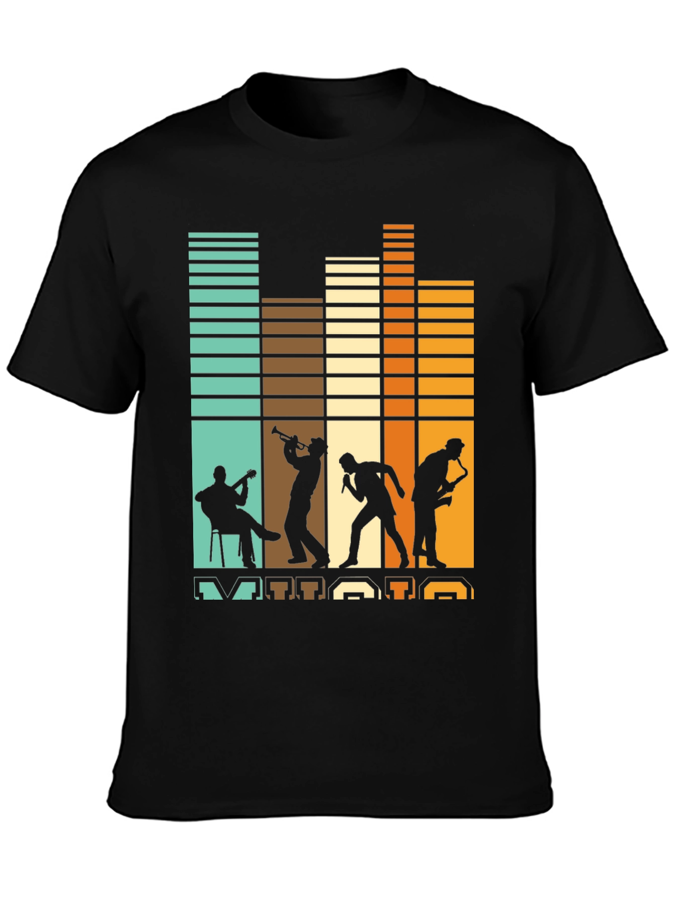 Retro Jazz Band Silhouette Graphic Tee
