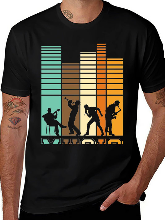 Retro Jazz Band Silhouette Graphic Tee