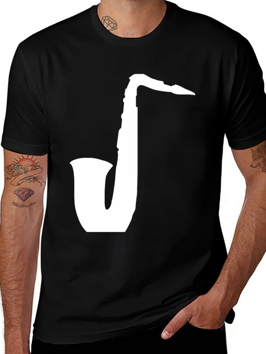 Saxophone Graphic Tee - Classic Black Cotton T-Shirt