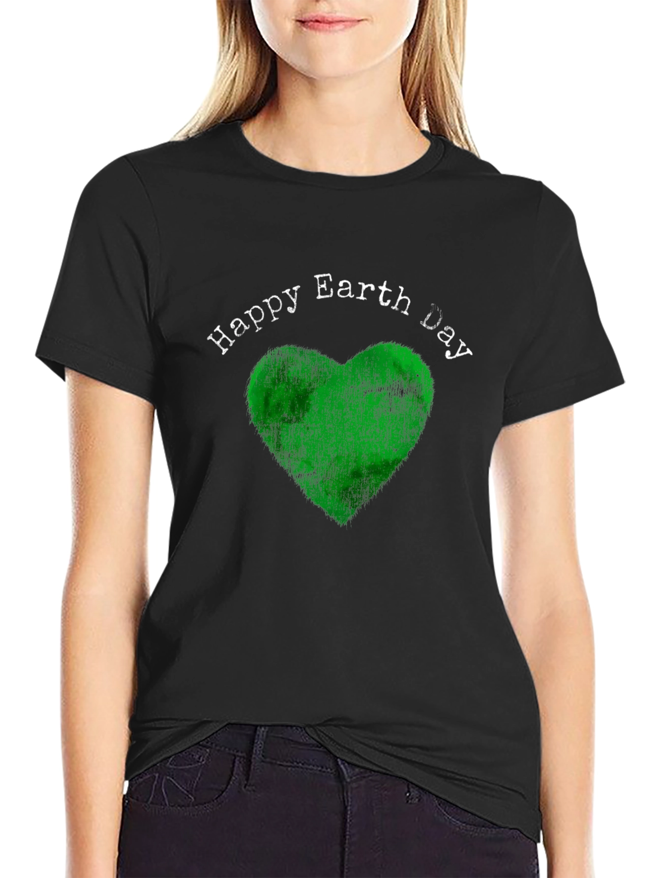 Happy Earth Day T-Shirt - Green Heart Design