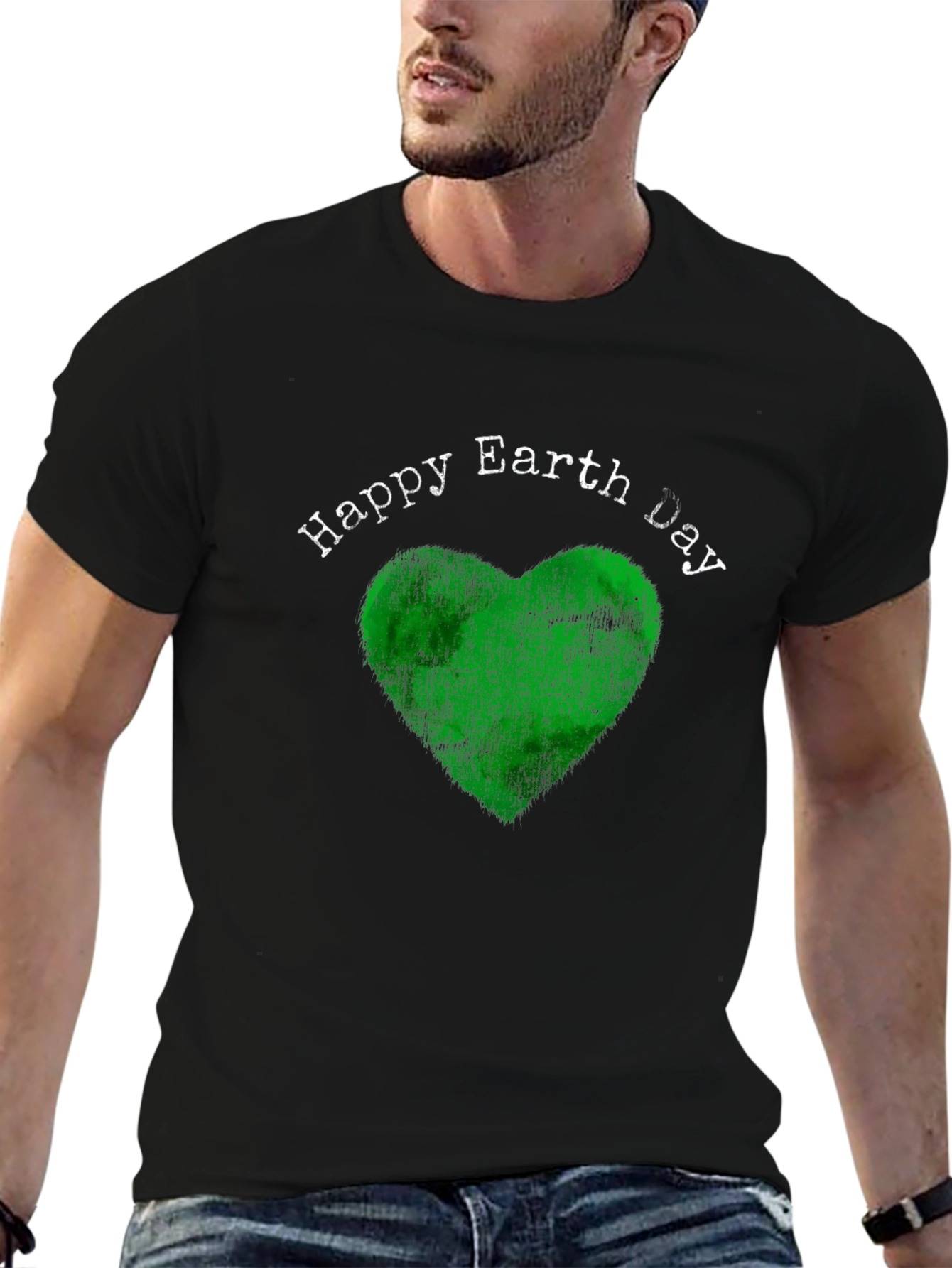 Happy Earth Day T-Shirt - Green Heart Design