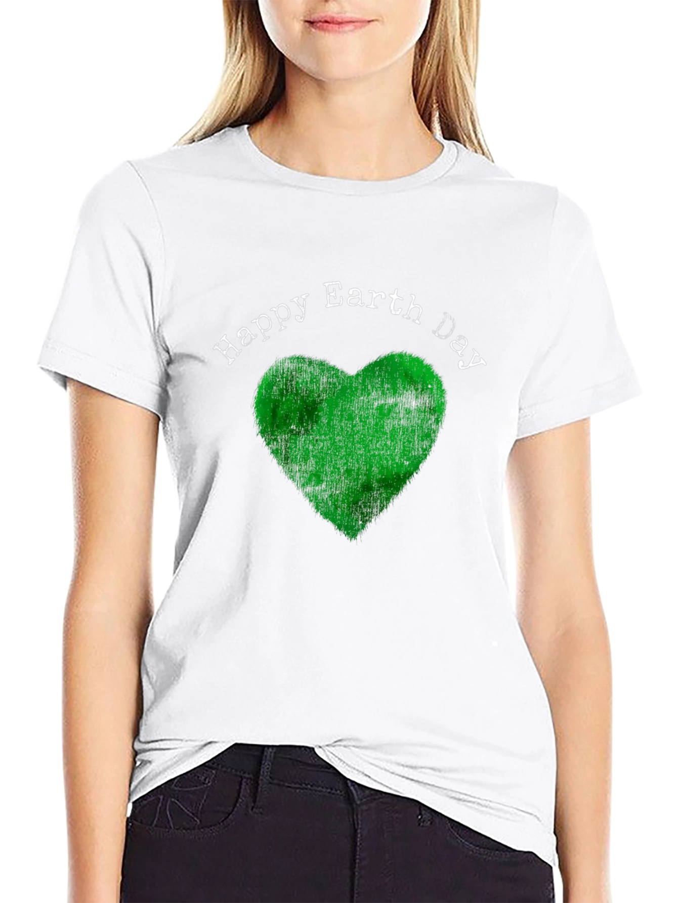 Happy Earth Day T-Shirt - Green Heart Design
