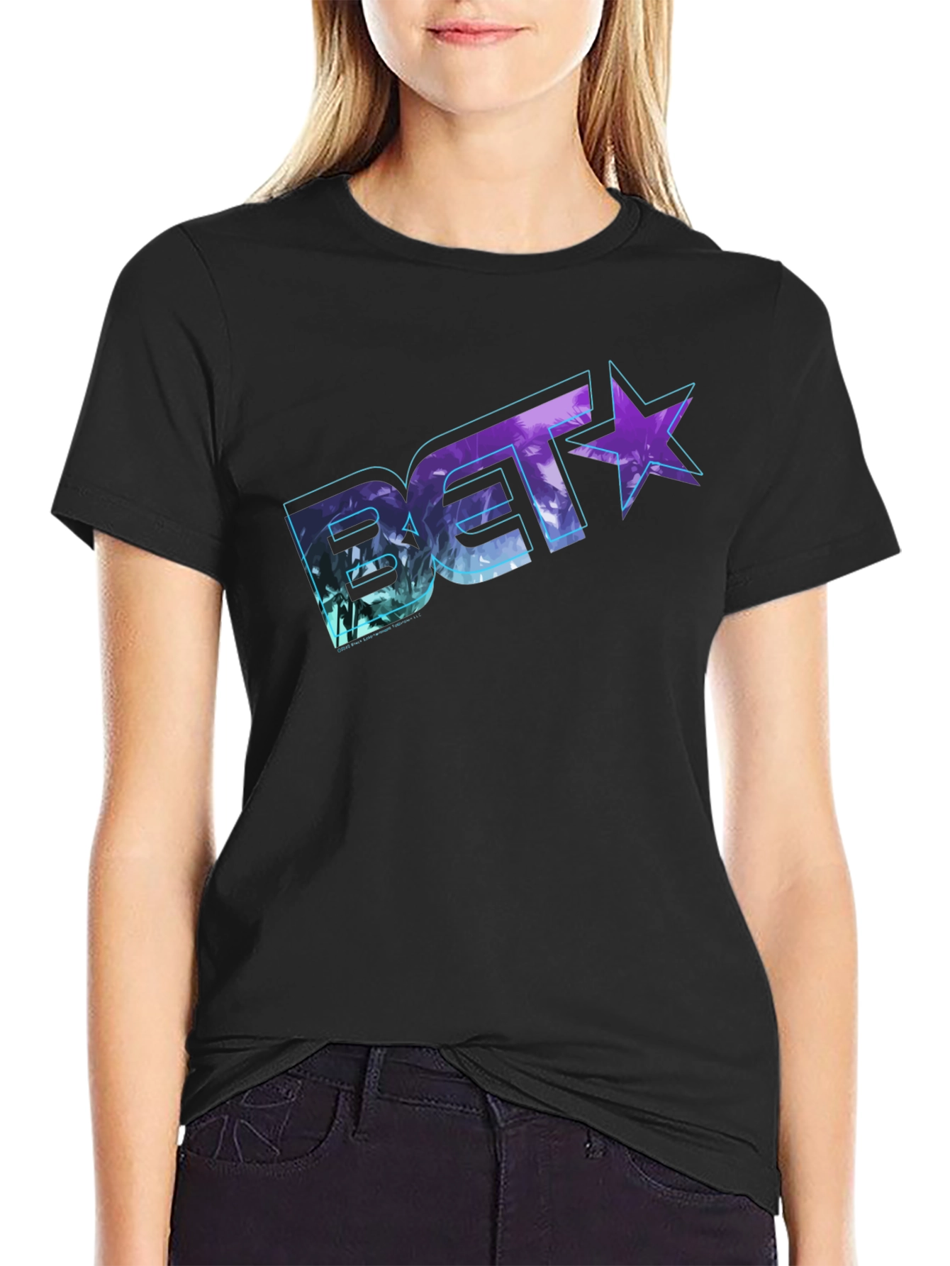 BET Palm Design Black T-Shirt