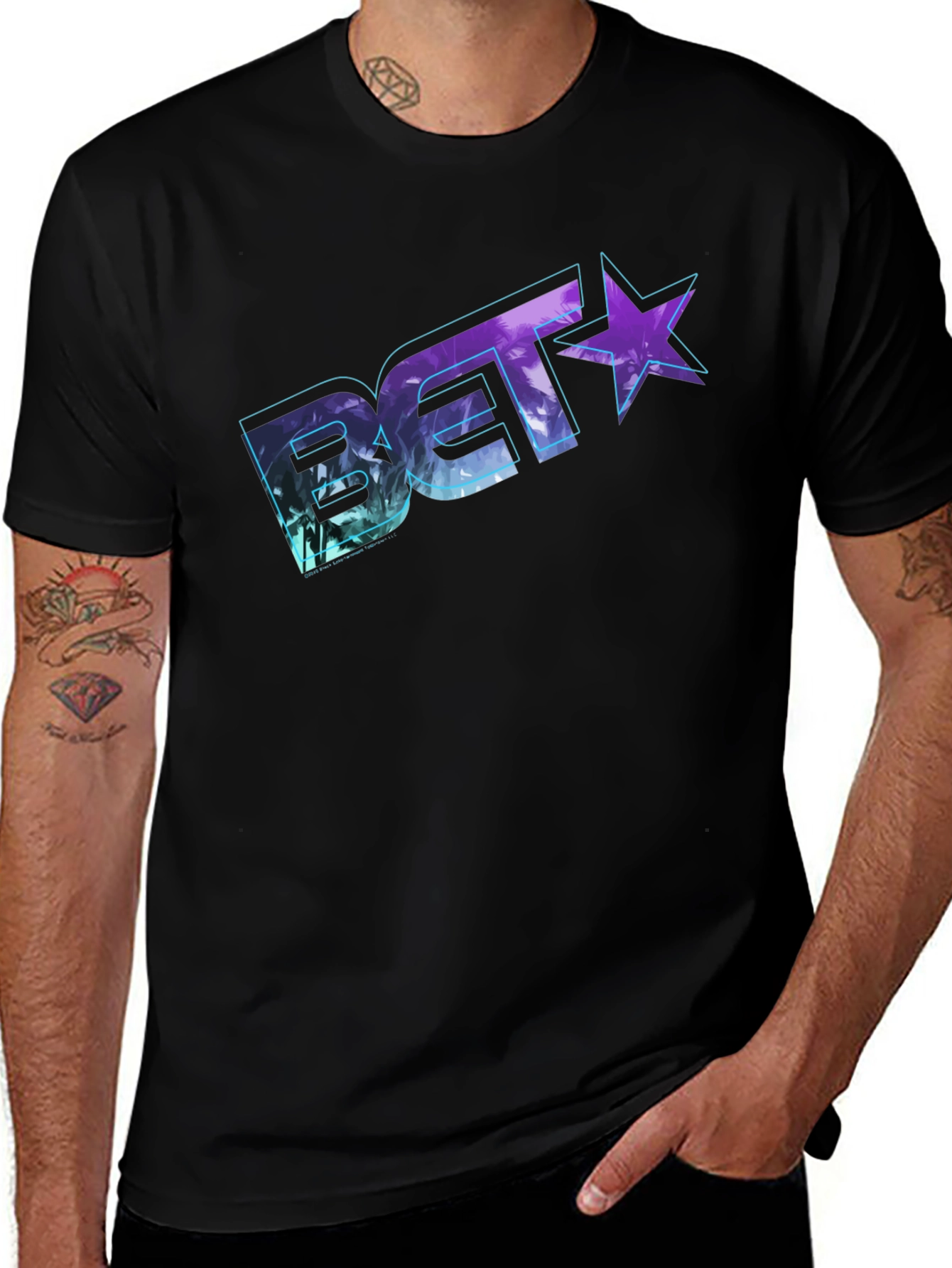 BET Palm Design Black T-Shirt