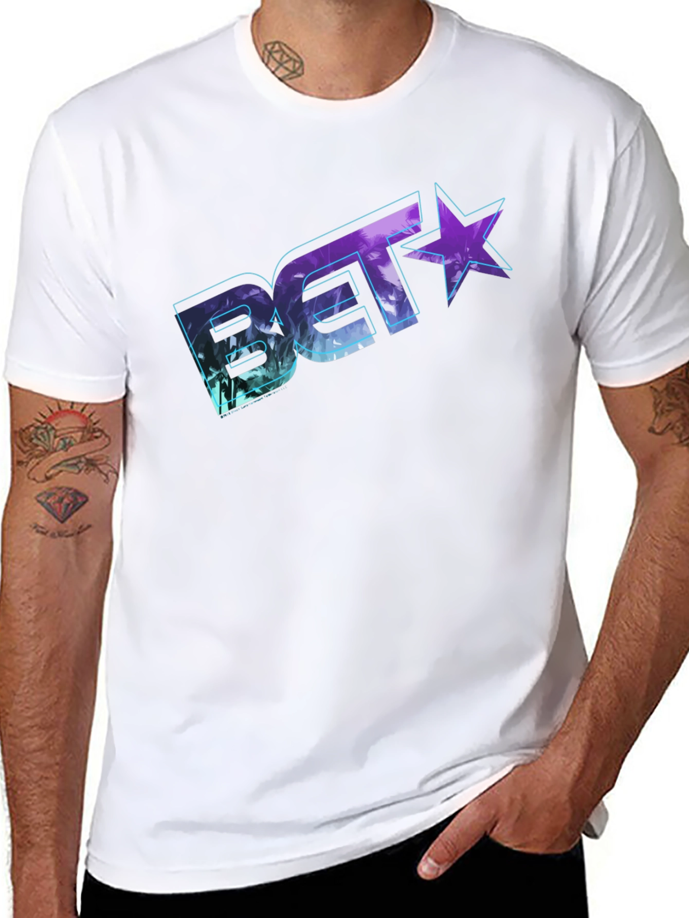 BET Palm Design Black T-Shirt