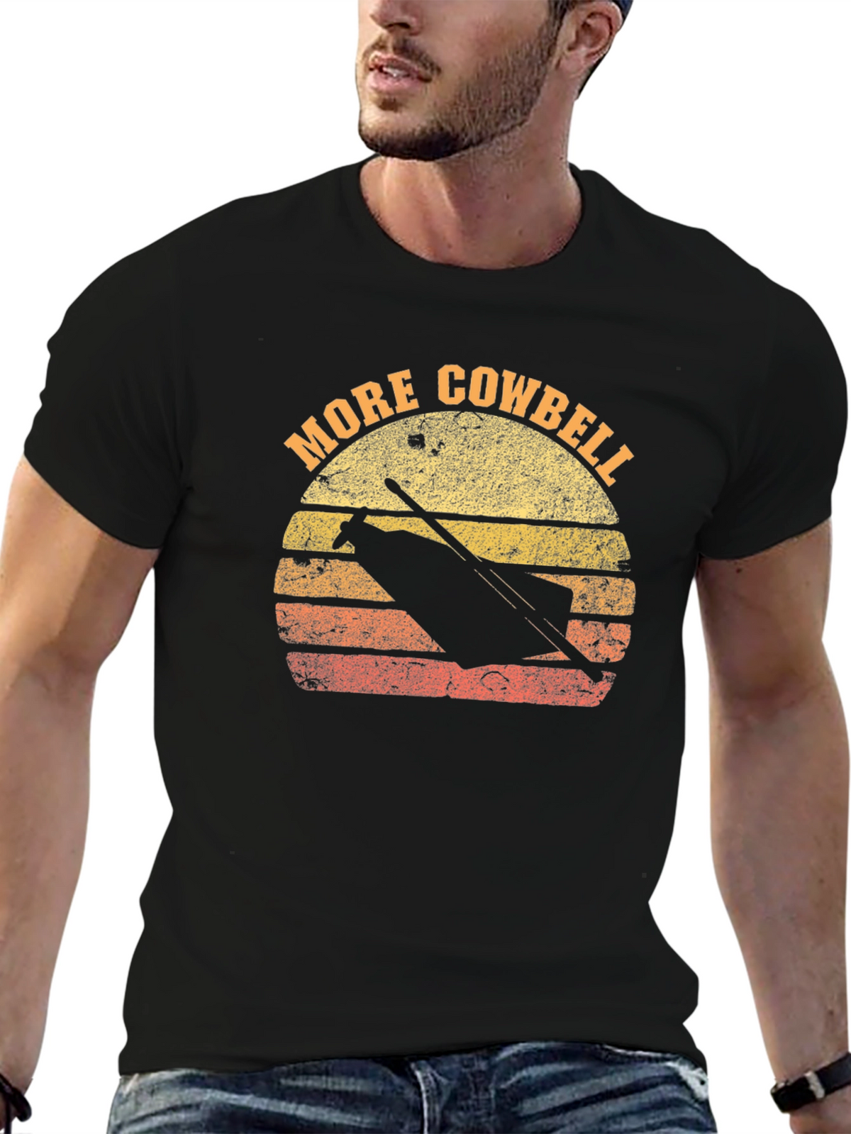 More Cowbell T-Shirt Retro Sunset Graphic Tee