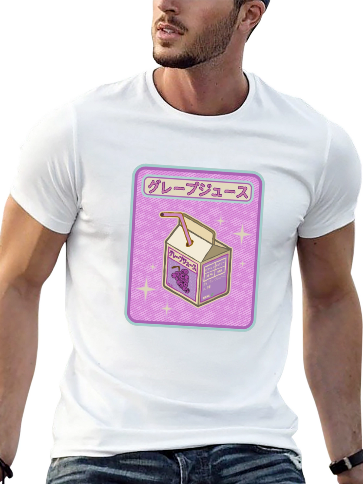 Grape Juice Box Graphic Tee - Trendy Anime Style