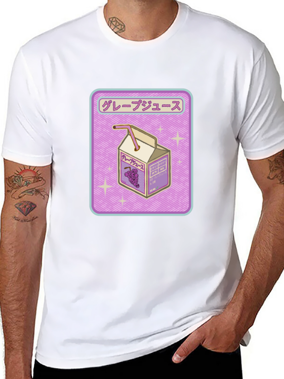 Grape Juice Box Graphic Tee - Trendy Anime Style