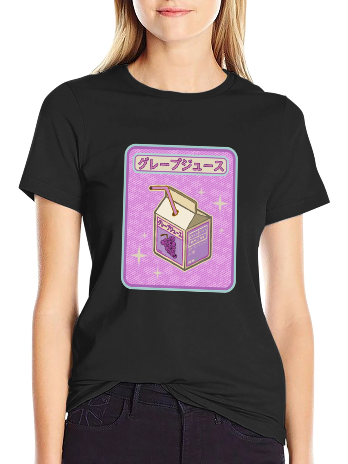 Grape Juice Box Graphic Tee - Trendy Anime Style