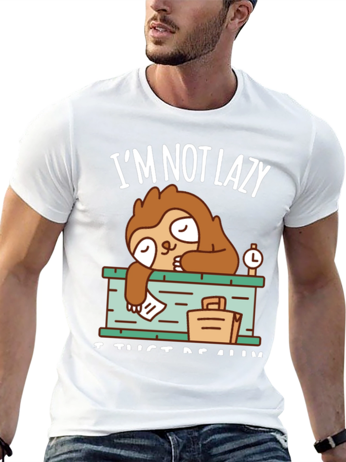 Lazy Sloth Graphic Tee - Mens Casual T-Shirt