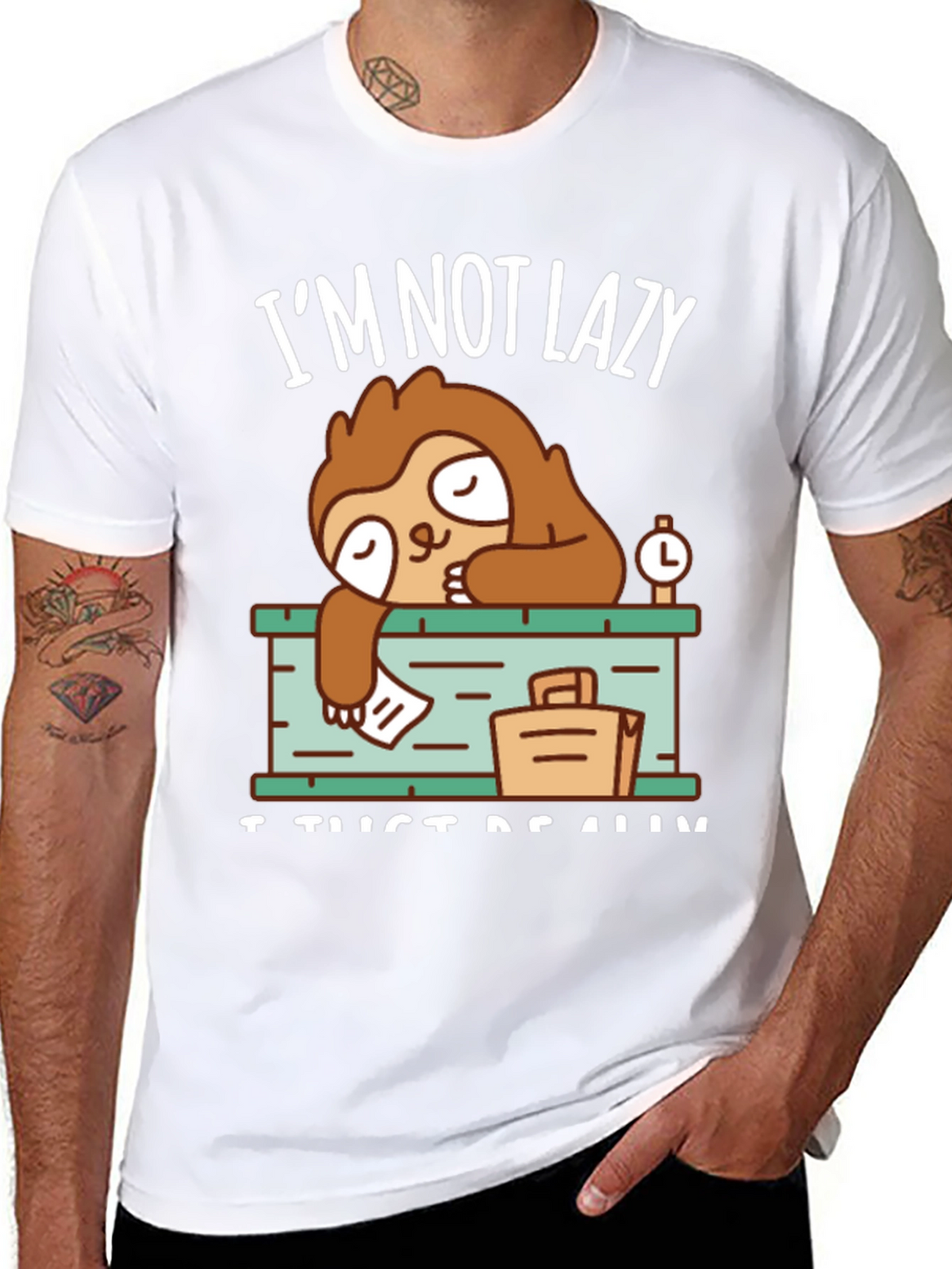 Lazy Sloth Graphic Tee - Mens Casual T-Shirt