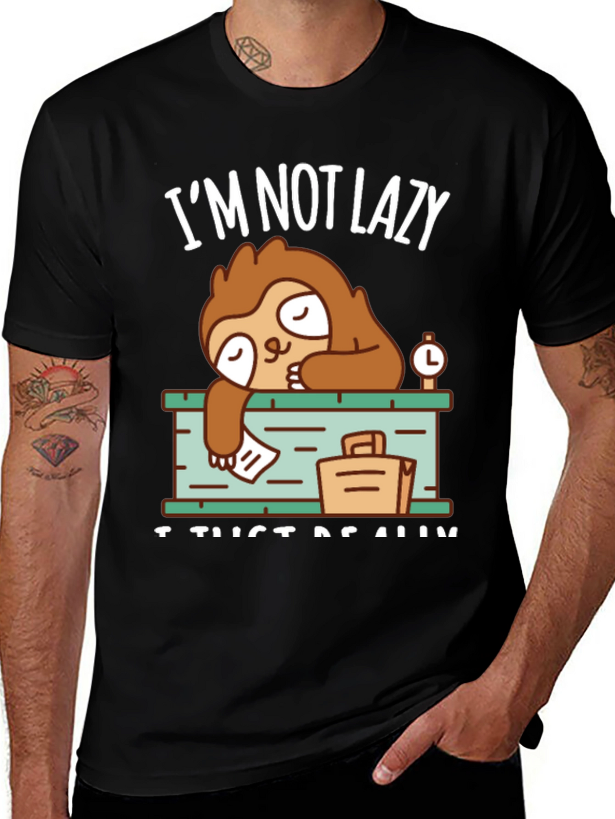 Lazy Sloth Graphic Tee - Mens Casual T-Shirt