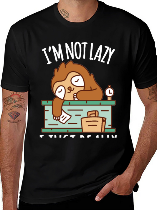 Lazy Sloth Graphic Tee - Mens Casual T-Shirt