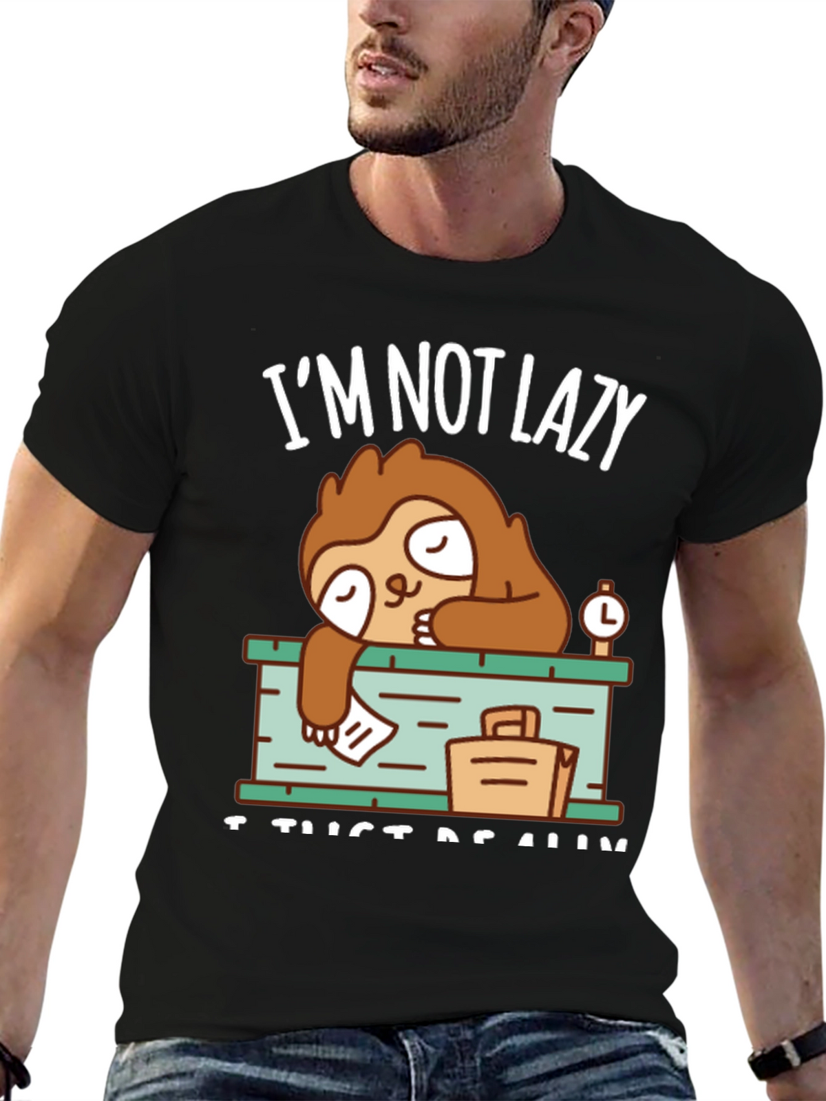 Lazy Sloth Graphic Tee - Mens Casual T-Shirt