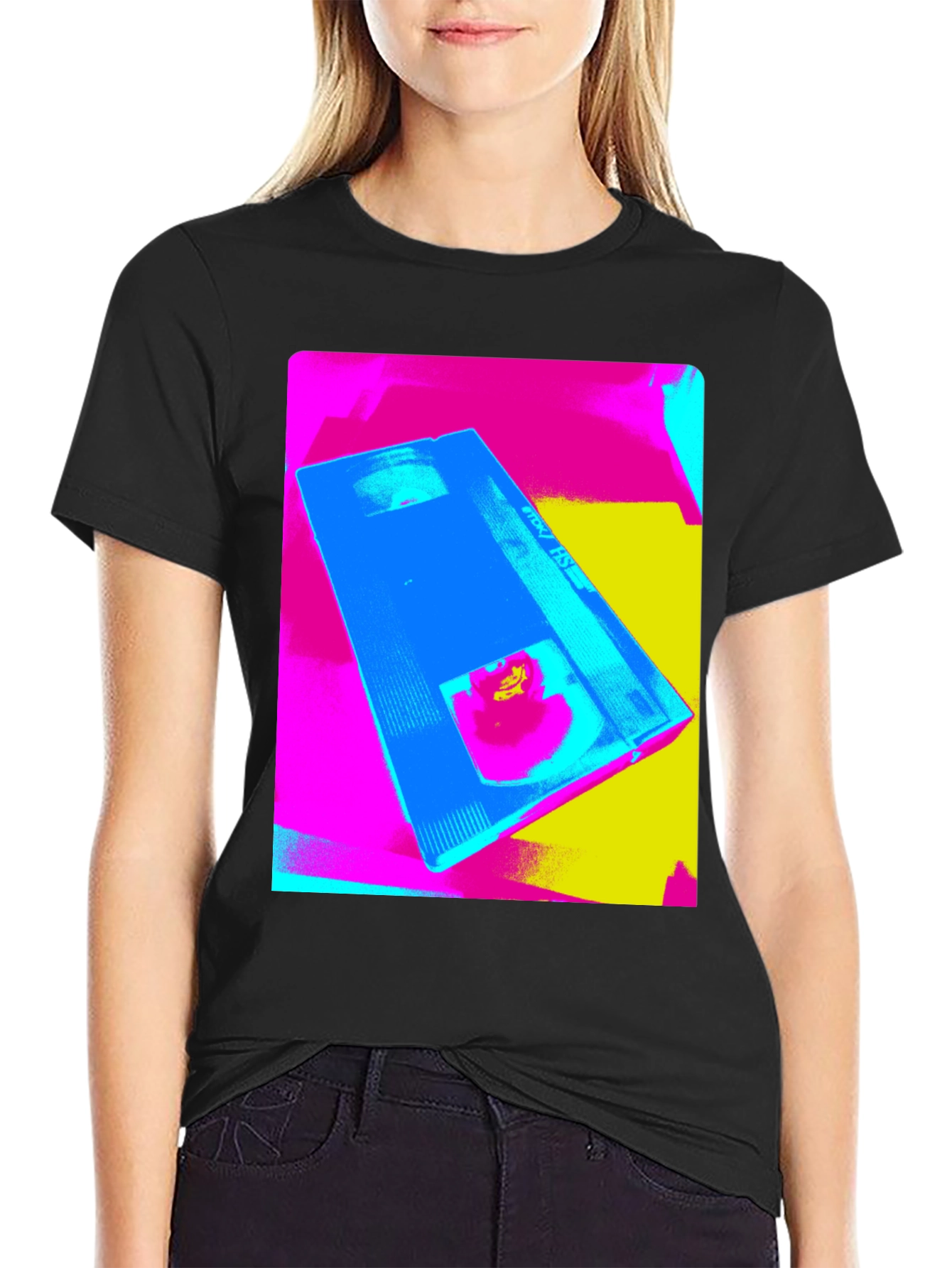 Retro VHS Pop Art Black T-Shirt