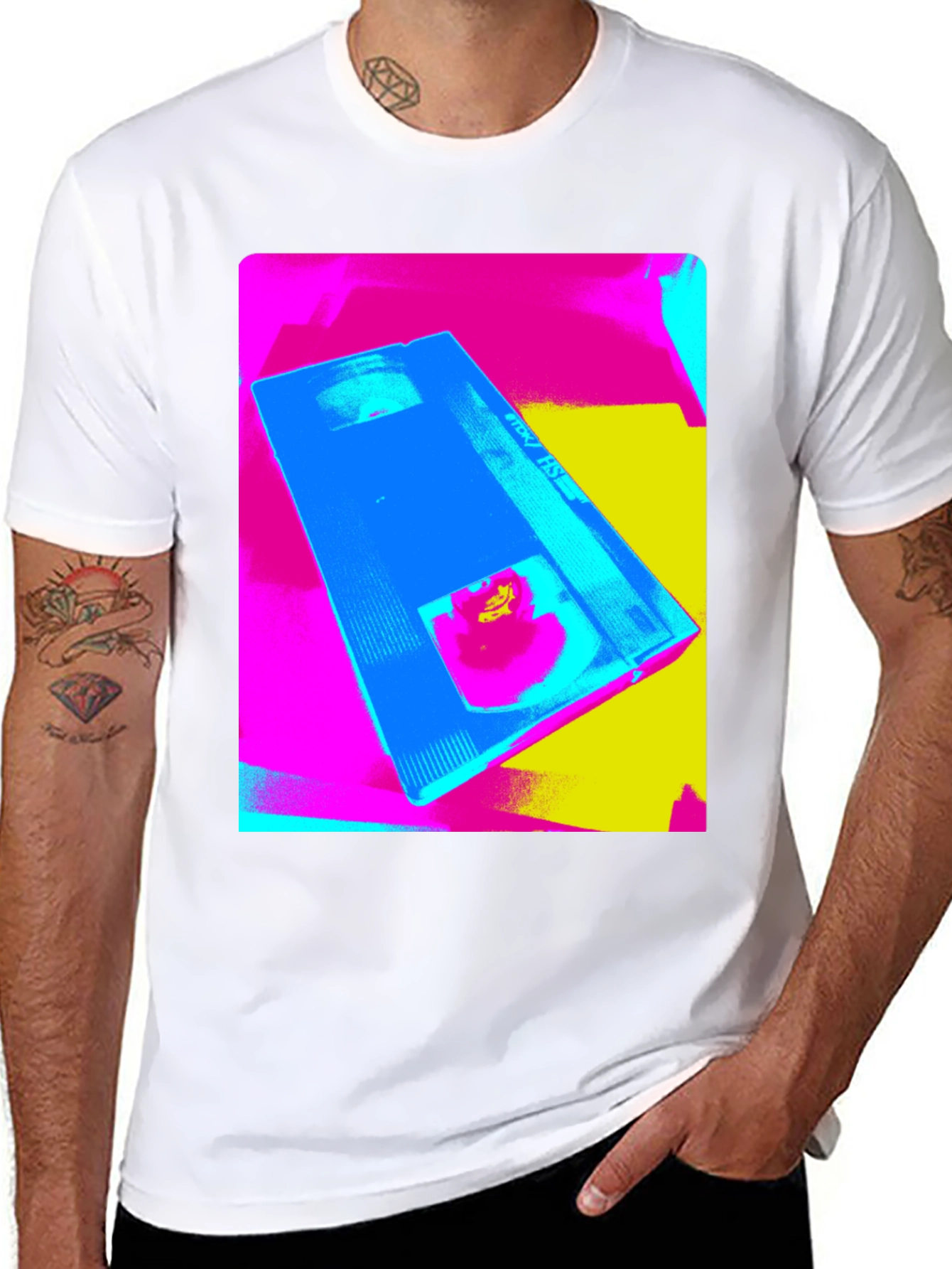 Retro VHS Pop Art Black T-Shirt