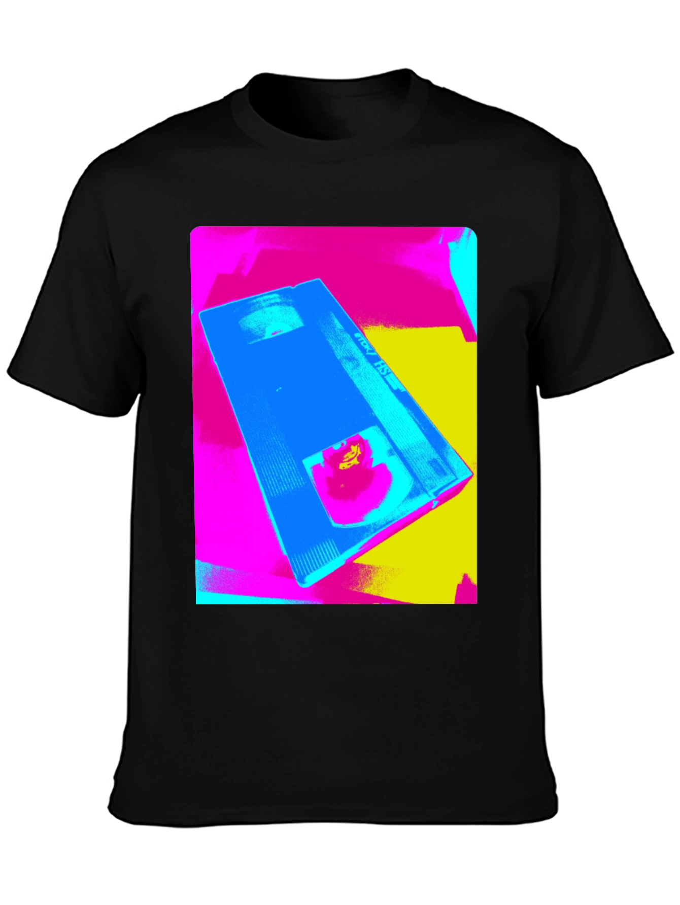 Retro VHS Pop Art Black T-Shirt