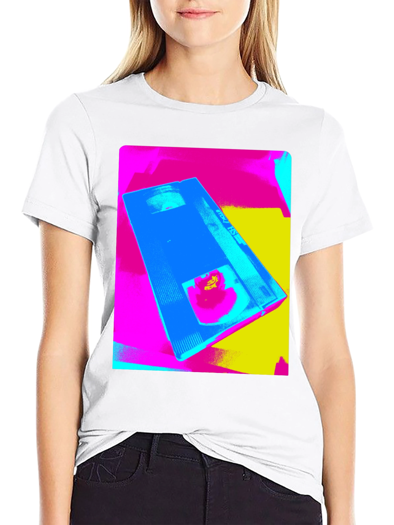 Retro VHS Pop Art Black T-Shirt