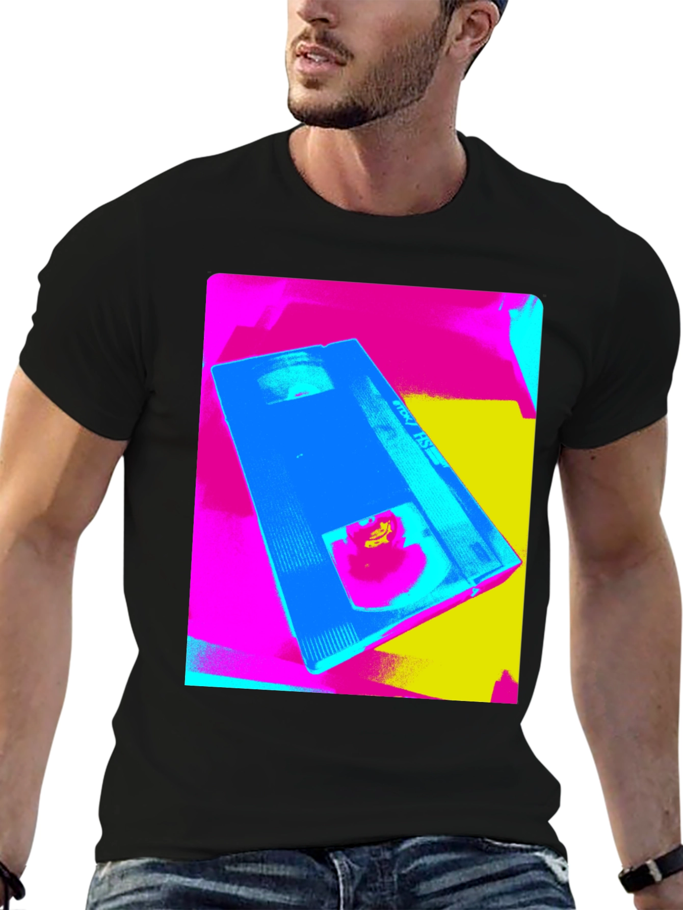 Retro VHS Pop Art Black T-Shirt