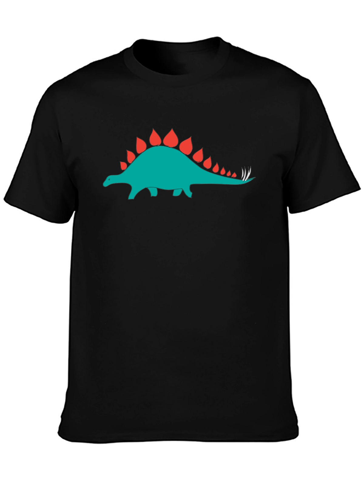 Black T-Shirt with Dinosaur Stegosaurus Graphic