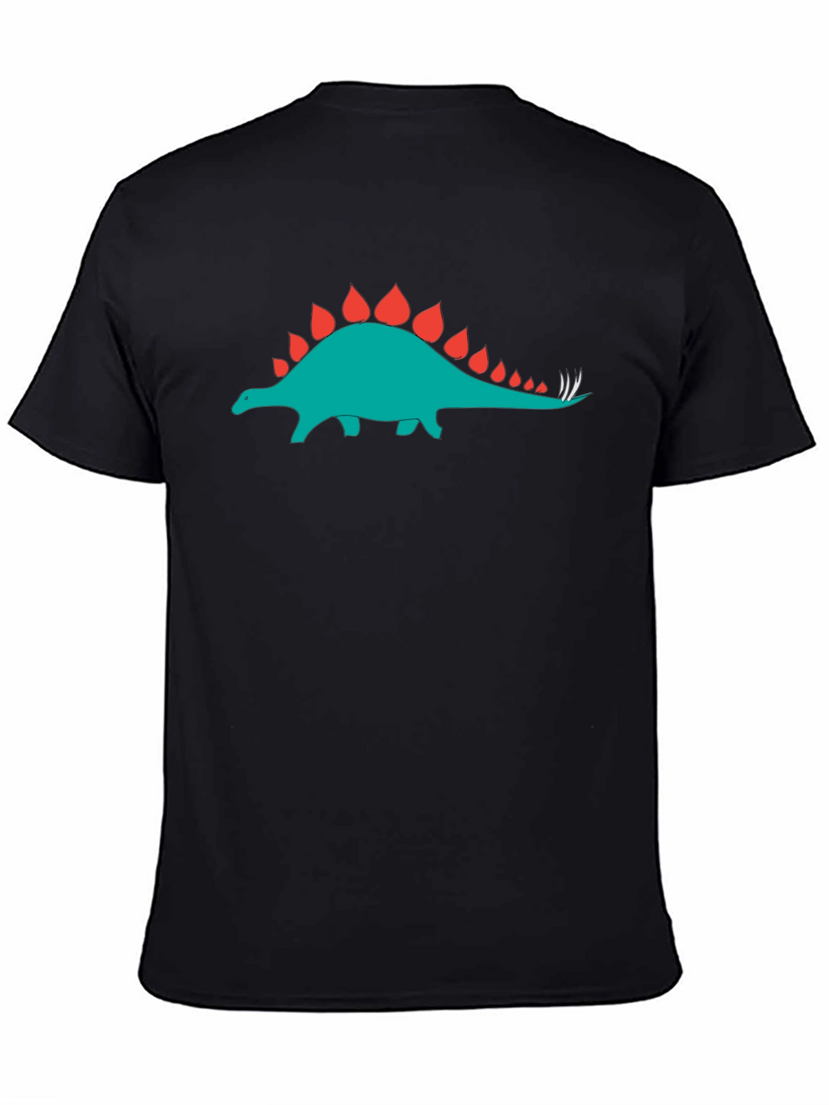 Black T-Shirt with Dinosaur Stegosaurus Graphic