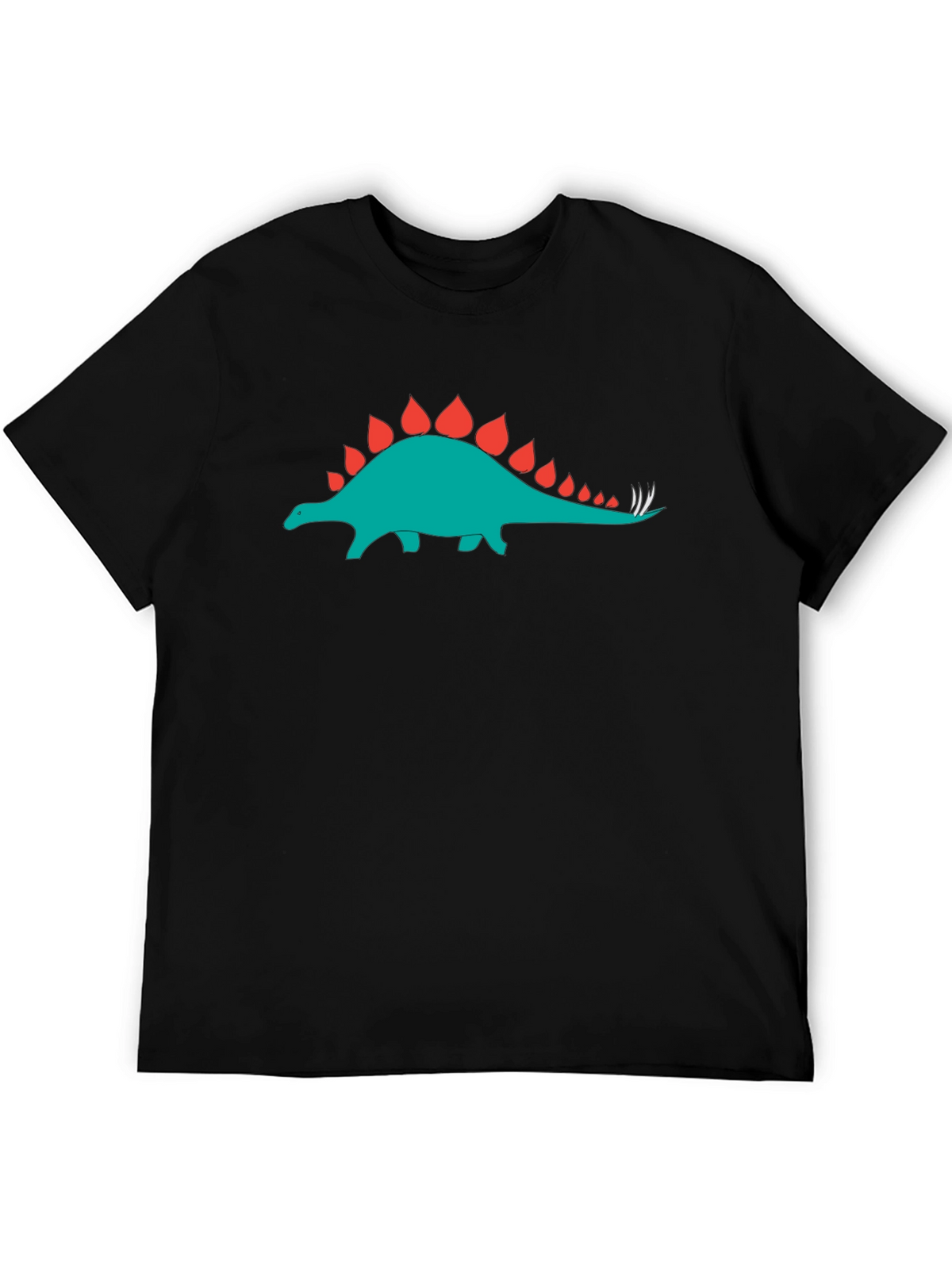 Black T-Shirt with Dinosaur Stegosaurus Graphic