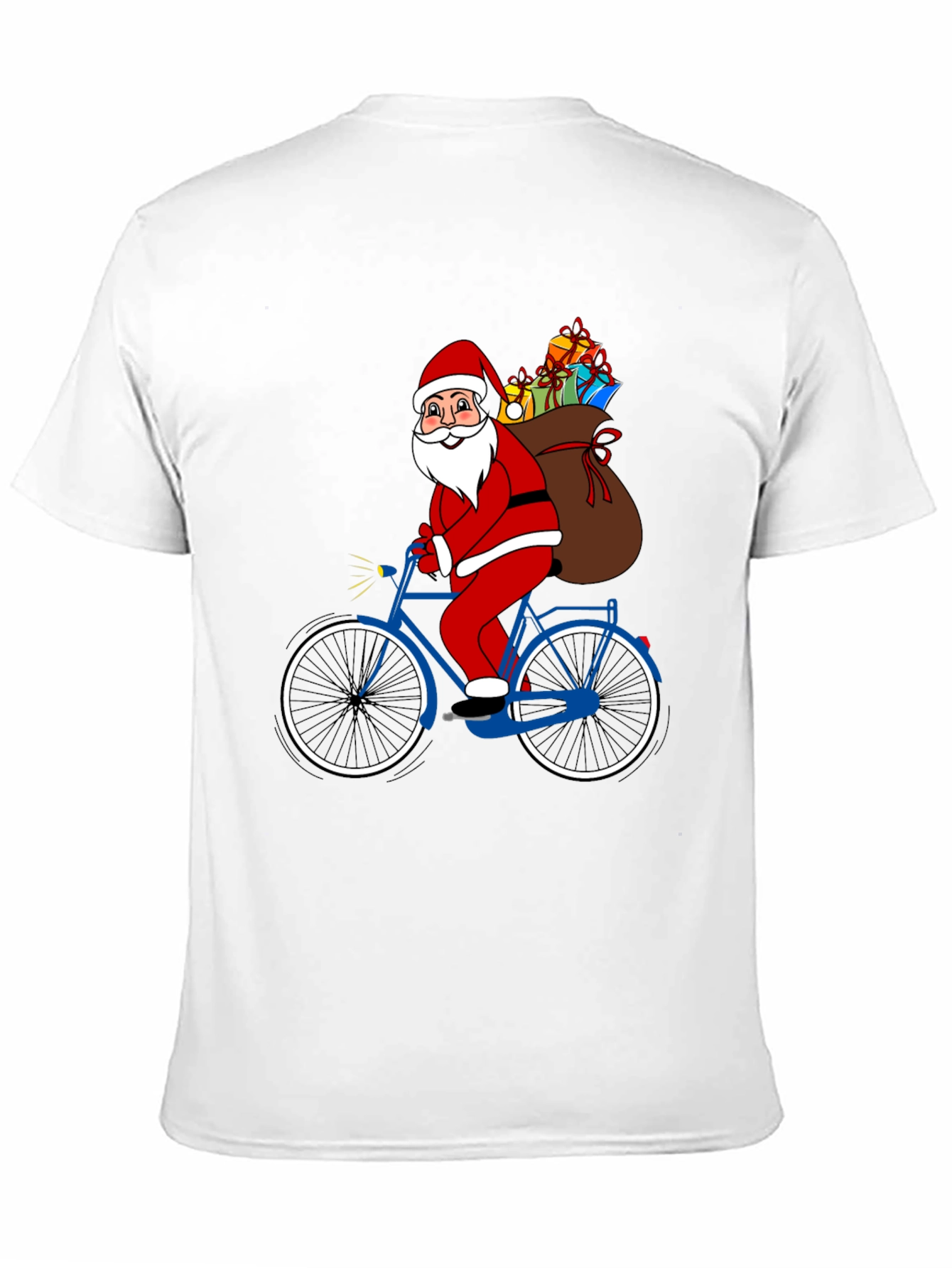 Santa Claus on Bicycle T-Shirt - Holiday Festive Tee