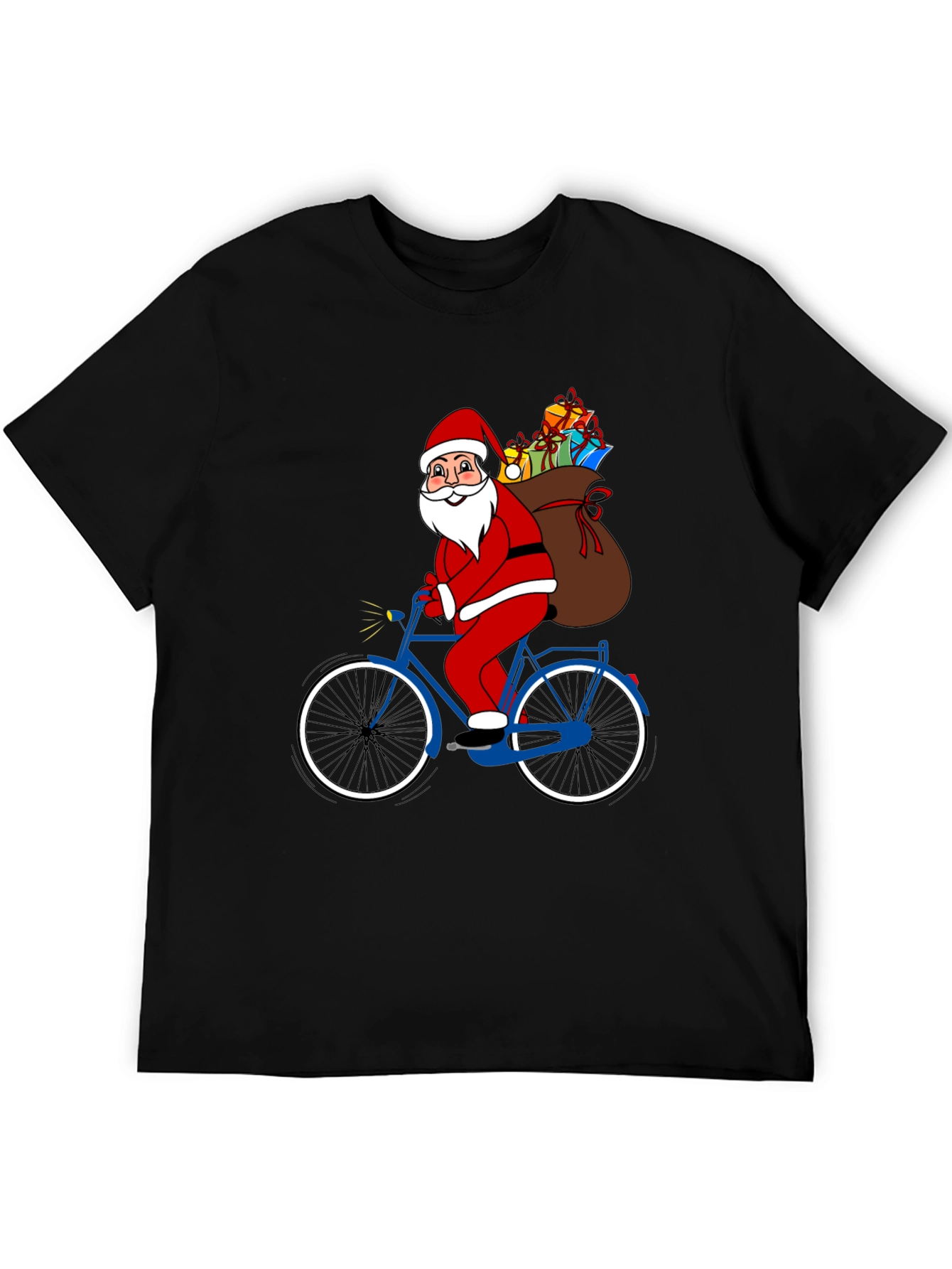 Santa Claus on Bicycle T-Shirt - Holiday Festive Tee