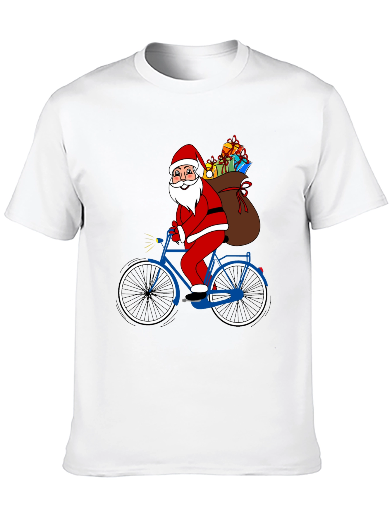 Santa Claus on Bicycle T-Shirt - Holiday Festive Tee