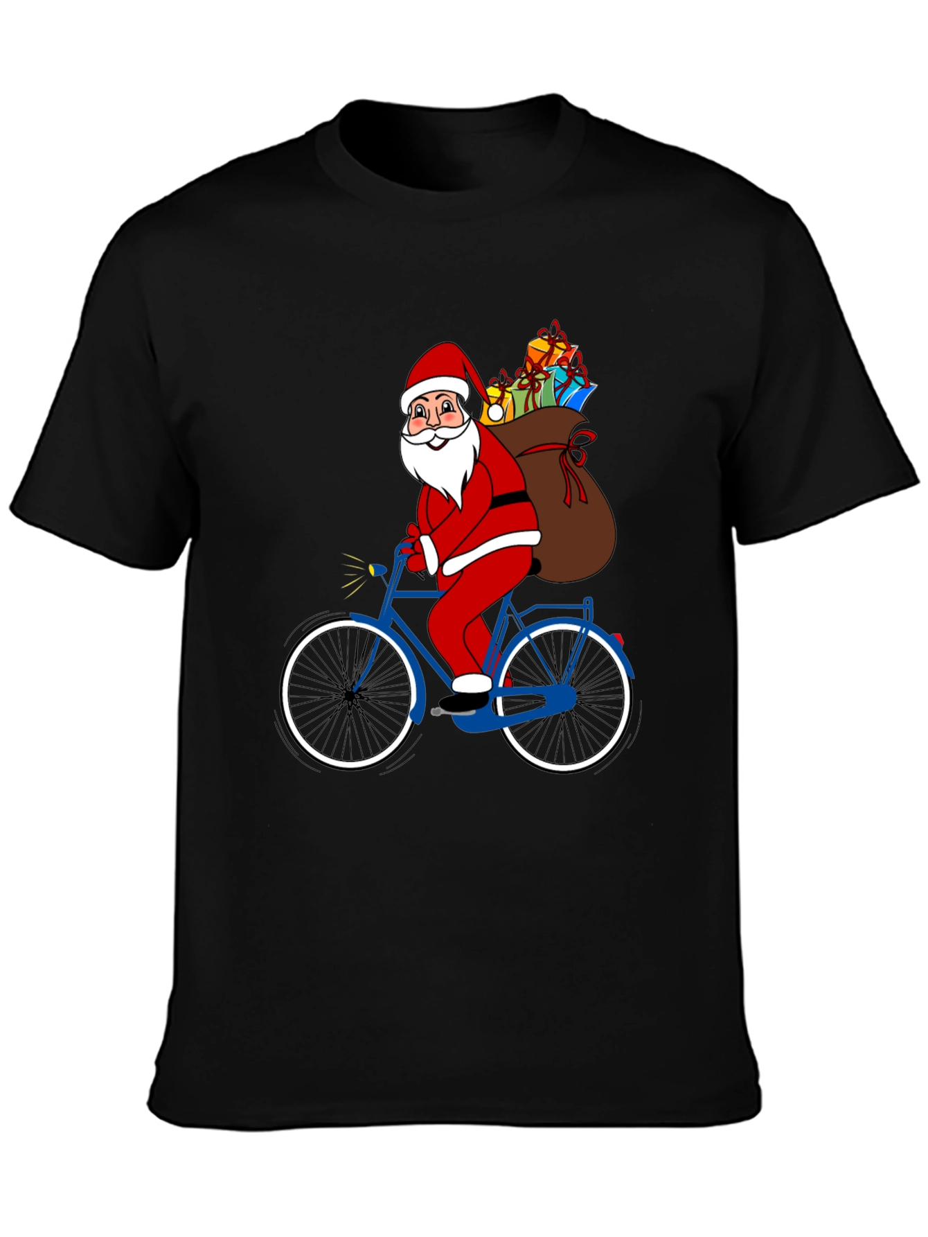 Santa Claus on Bicycle T-Shirt - Holiday Festive Tee