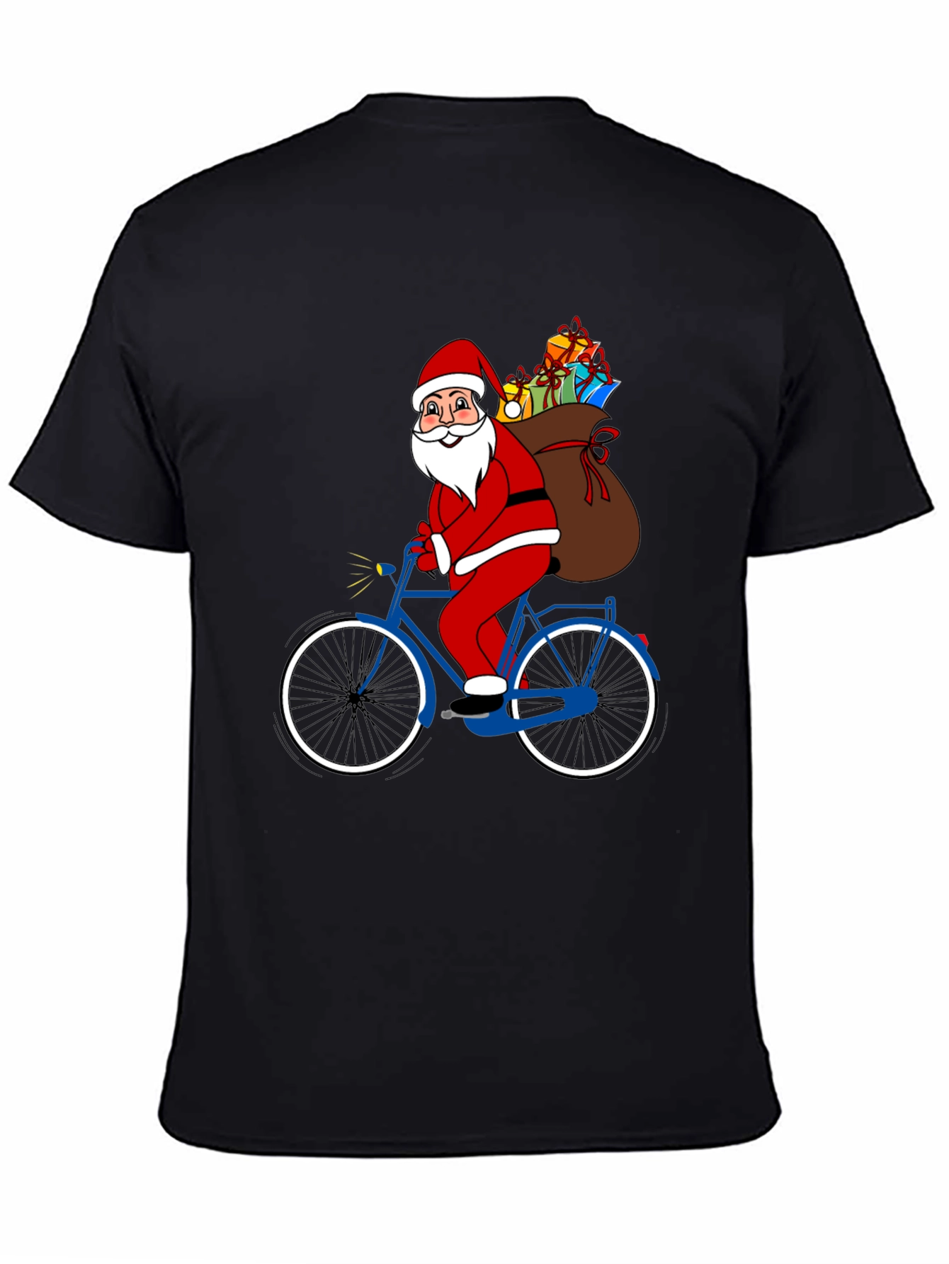 Santa Claus on Bicycle T-Shirt - Holiday Festive Tee